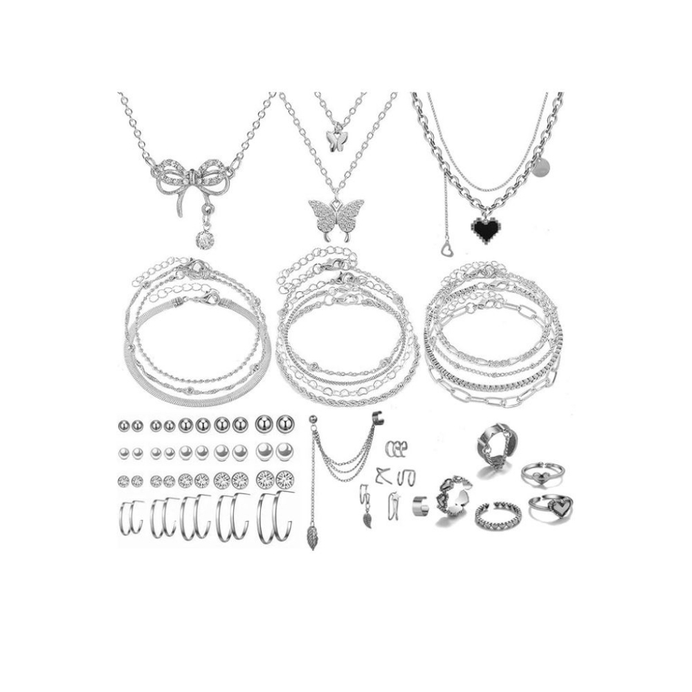 47-Piece Gold Jewelry Set | Necklaces, Bracelets, Earrings & Rings